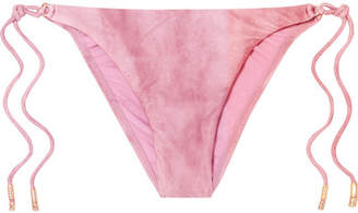 Vix Salar Shaye Embellished Tie-dyed Bikini Briefs - Baby pink