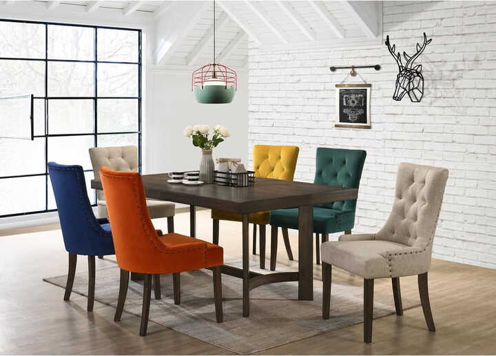 Acme Farren Side Chair in Blue Velvet and Espresso Finish Indoor