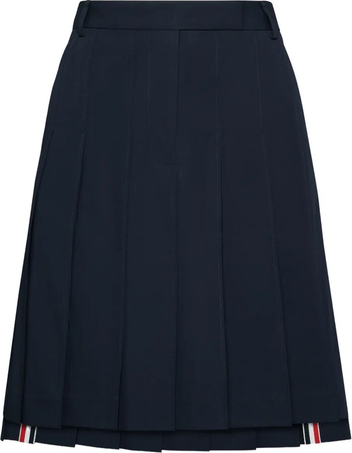 Thom Browne Pleated Wool Midi Skirt