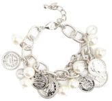 Thumbnail for your product : Charlotte Russe Pearl & Coin Charm Bracelet