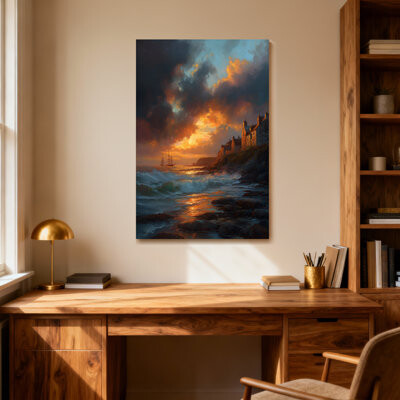 Breakwater Bay Landscape & Nature Dramatic Sky Castle Seascape Sunset Waves Rock Coast Sailboat