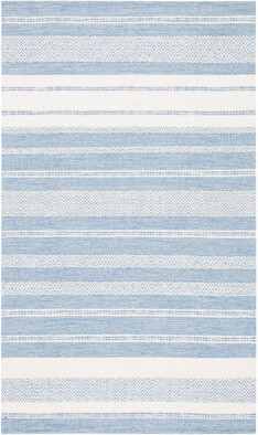 Mistana Addilynn Striped Hand-Woven Flatweave Cotton Blue/Cream Area Rug