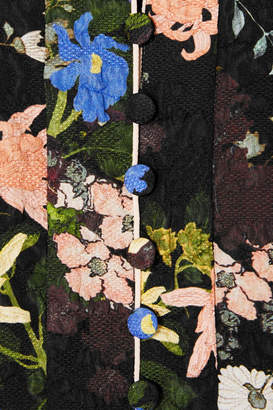 Erdem Henrietta Floral-print Cloqué Midi Dress - Black