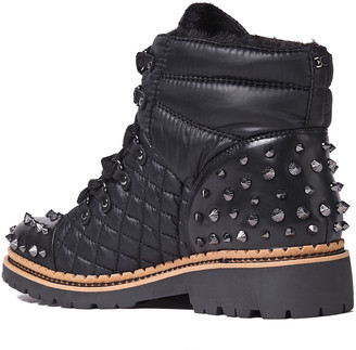 Sam Edelman Studded Quilted Leather-paneled Shell Ankle Boots
