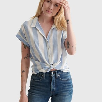 Lucky Brand Tie-Front Short Sleeve Shirt - Women's Clothing Button Down Tops  Shirts - ShopStyle