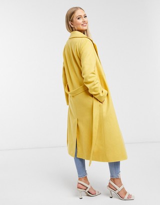 Helene Berman wool blend wrap coat in yellow
