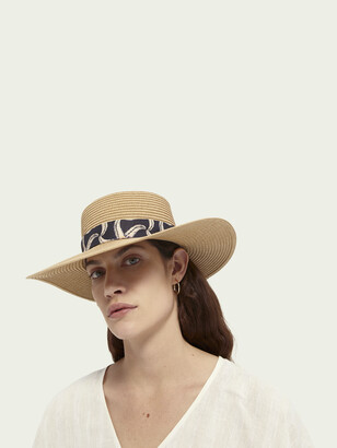 Scotch & Soda Printed trim paper straw hat | Women