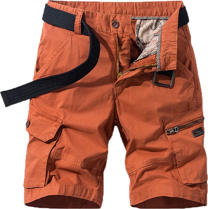 LETSQK Mens Relaxed Fit Lightweight Multi Pocket Solid Casual Cargo Shorts
