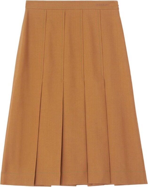 Burberry Wool Pleated Midi Skirt ShopStyle