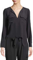 Thumbnail for your product : Go Silk Plus Size Silk Flap-Pocket Top