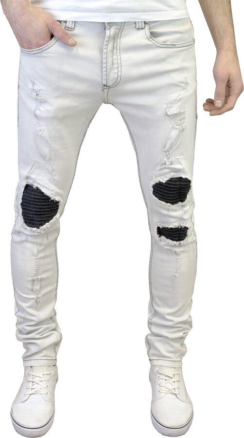 526 Jeanswear Mens Bolt & Fury Super Skinny Fit Ripped Biker Jeans (30W x  32L - ShopStyle