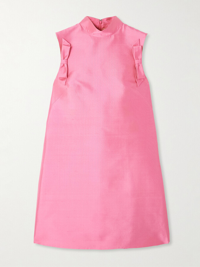 Valentino Garavani Bow-detailed Silk-twill Mini Dress - Pink