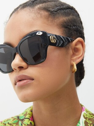 Gucci Eyewear Gg-logo Quilted Cat-eye Acetate Sunglasses