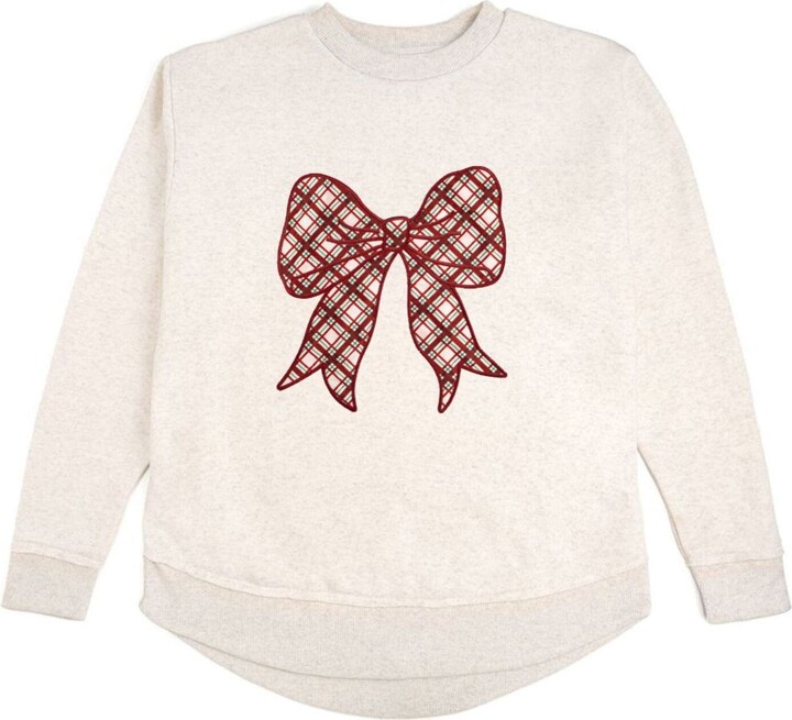 Sweet Wink Christmas Plaid Bow Patch Women's Sweatshirt