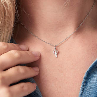 Claudette Worters Diamond Cactus Charm Necklace In Silver