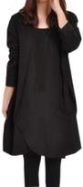 Thumbnail for your product : EOZY Women Cotton Linen Loose Fit Pullover Long Top Blouse