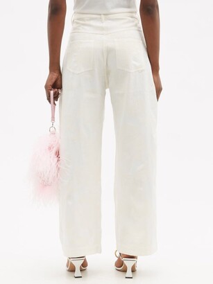 Marques Almeida Floral-brocade Recycled Fibre-blend Trousers - Ivory