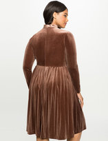 Thumbnail for your product : ELOQUII Plus Size Studio Pleated Velvet Mock Neck Dress