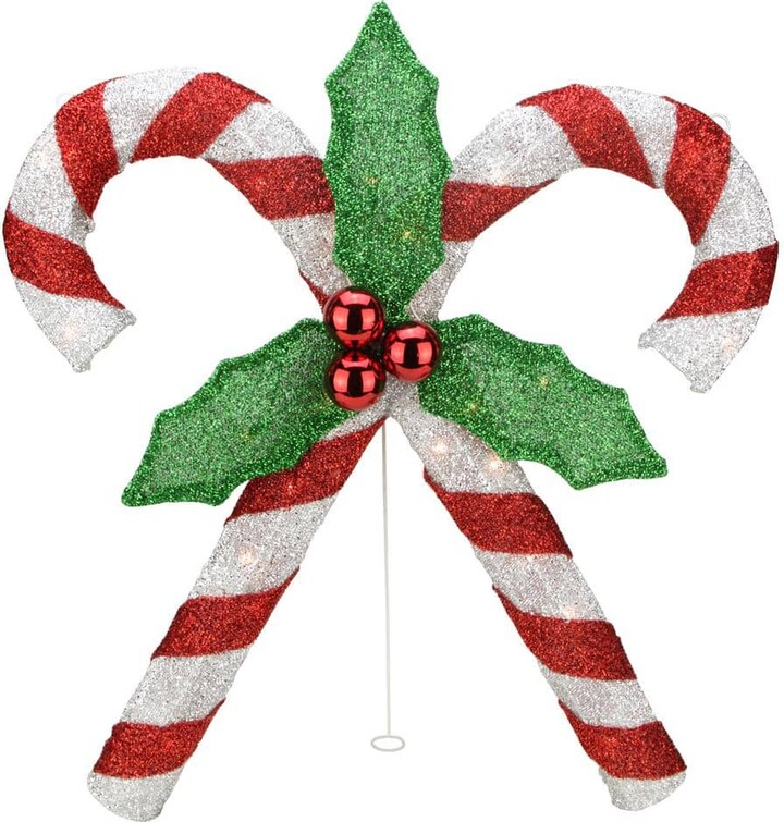 Northlight 26 in. Red and White Double Candy Cane Lighted Outdoor Christmas Decor