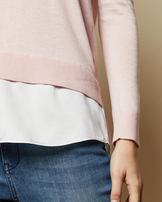 Ted Baker ILINAA V neck mock layer sweater and blouse