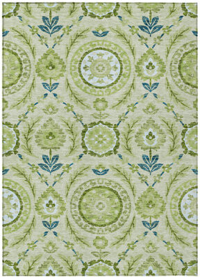 HomeRoots 10' X 14' Blue Floral Washable Indoor Outdoor Area Rug