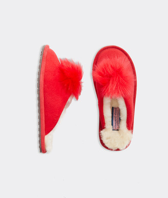 red pom pom slippers
