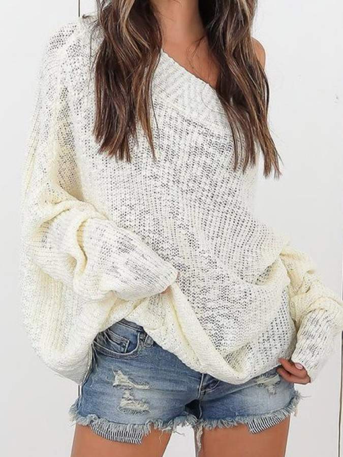 white slouchy sweater