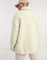 Thumbnail for your product : ASOS DESIGN borg harrington jacket in ecru