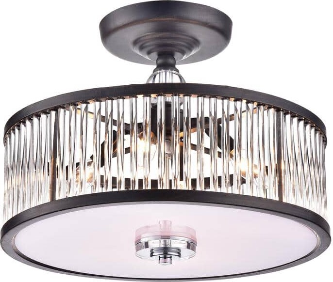 Greenville Signature Santeri 16.9 in. Coffee Black Semi-Flush Mount with No Bulbs Included