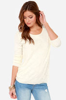 Thumbnail for your product : Lulus Lace It On Me Cream Lace Sweater