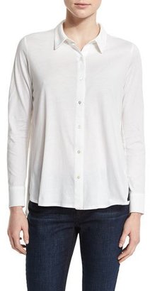 Eileen Fisher High-Low Button-Front Shirt, White