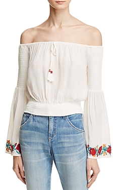 Band of Gypsies Embroidered Off-the-Shoulder Top