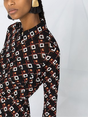 Diane von Furstenberg Geometric-Print Long-Sleeved Mini Dress