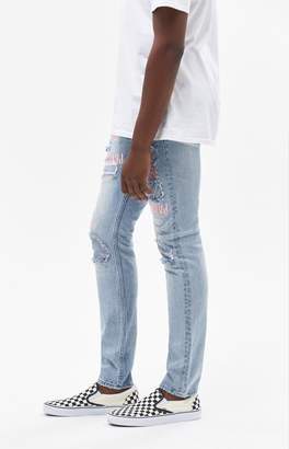 PacSun Stacked Skinny Embroidered Light Jeans