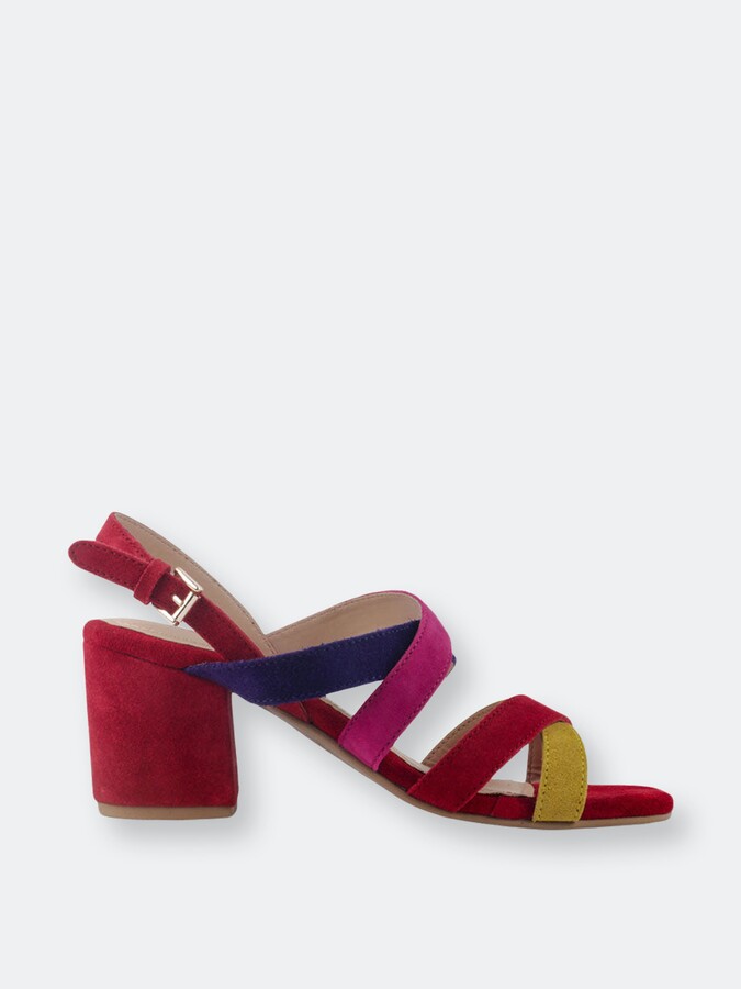 Rag & Co Mon lapin red high block heel leather sandal - ShopStyle