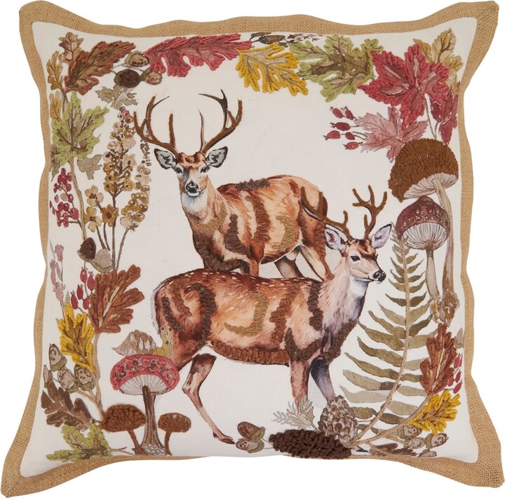 Saro Lifestyle Embroidered Deer Down Filled Decorative Pillow 20\