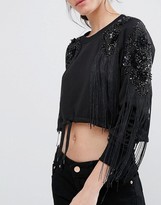 Thumbnail for your product : Starry Eyed Petite Crop Sweatshirt With Beaded Sleeve Detail And Tie Waist