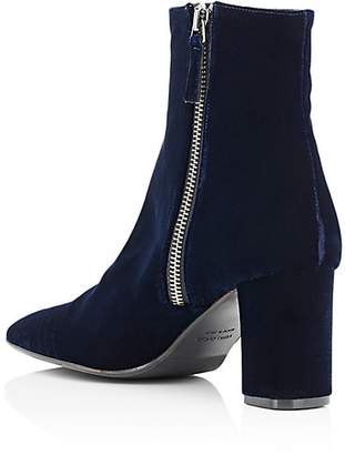 Barneys New York Women's Velvet Side-Zip Ankle Boots - Navy