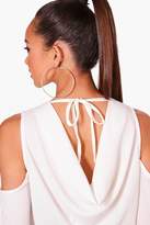 Thumbnail for your product : boohoo Cowl Back Cold Shoulder Blouse