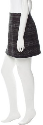 Porter Grey Wool Leather-Trimmed Skirt