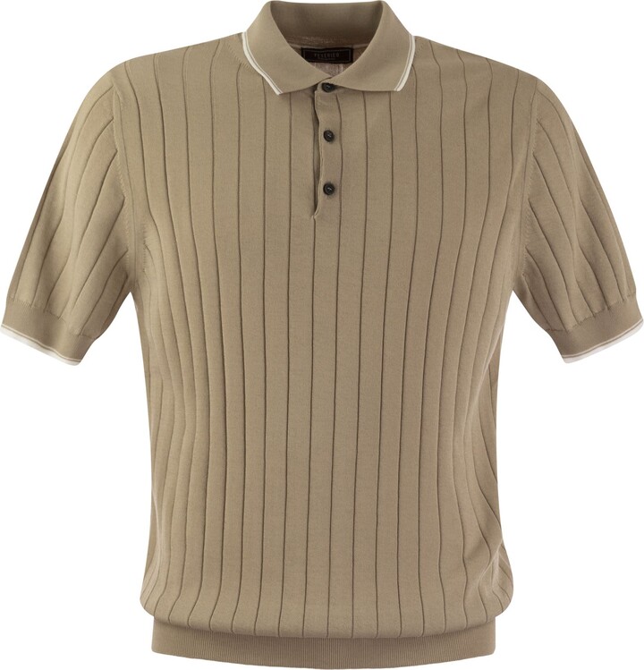 Peserico Polo Shirt In Pure Cotton Crepe Yarn With Flat Rib