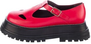 Burberry Leather Cutout Accent Mary Jane Flats