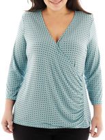 Thumbnail for your product : Liz Claiborne 3/4-Sleeve Surplice Knit Top - Plus
