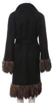 Thumbnail for your product : J. Mendel Sable-Trimmed Knee-Length Coat
