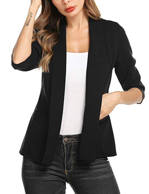 MEHEPBURN Womens Suede Leather Jacket Open Front Lapel Cardigan Blazer Jackets