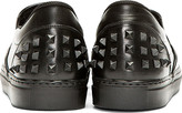 Thumbnail for your product : Valentino Black Leather Studded Slip-On Shoes