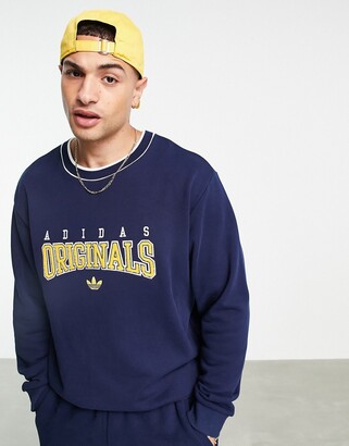 adidas 'Retro Revival' logo graphics sweatshirt in navy - ShopStyle