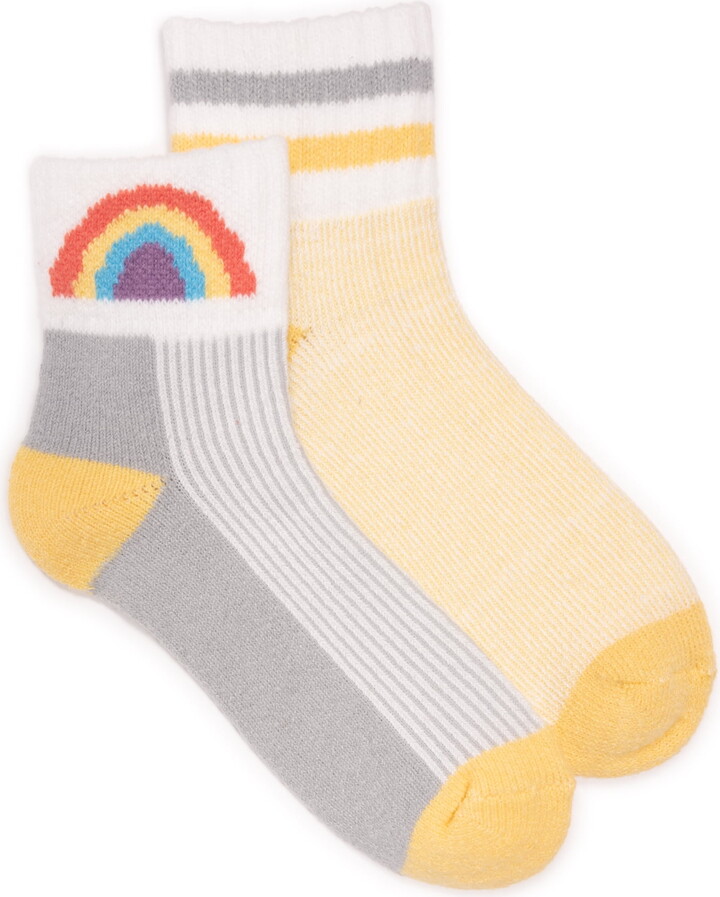 MUK LUKS Women’s Shortie Lounge Crew Socks, 2 Pair Pack