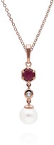 Thumbnail for your product : Gemondo - Modern Pearl, Ruby & Topaz Drop Pendant In Rose Gold