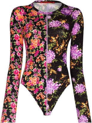 Commission Diver floral-print bodysuit